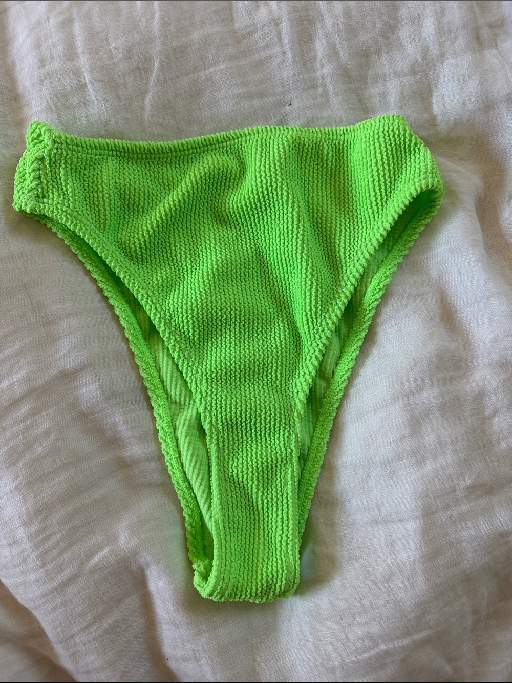Good American Neon Green Textured Bikini Bottoms